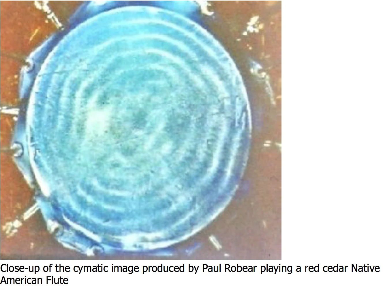 Cymatic sand pattern photographed during the St Catherine's Chapel experiments