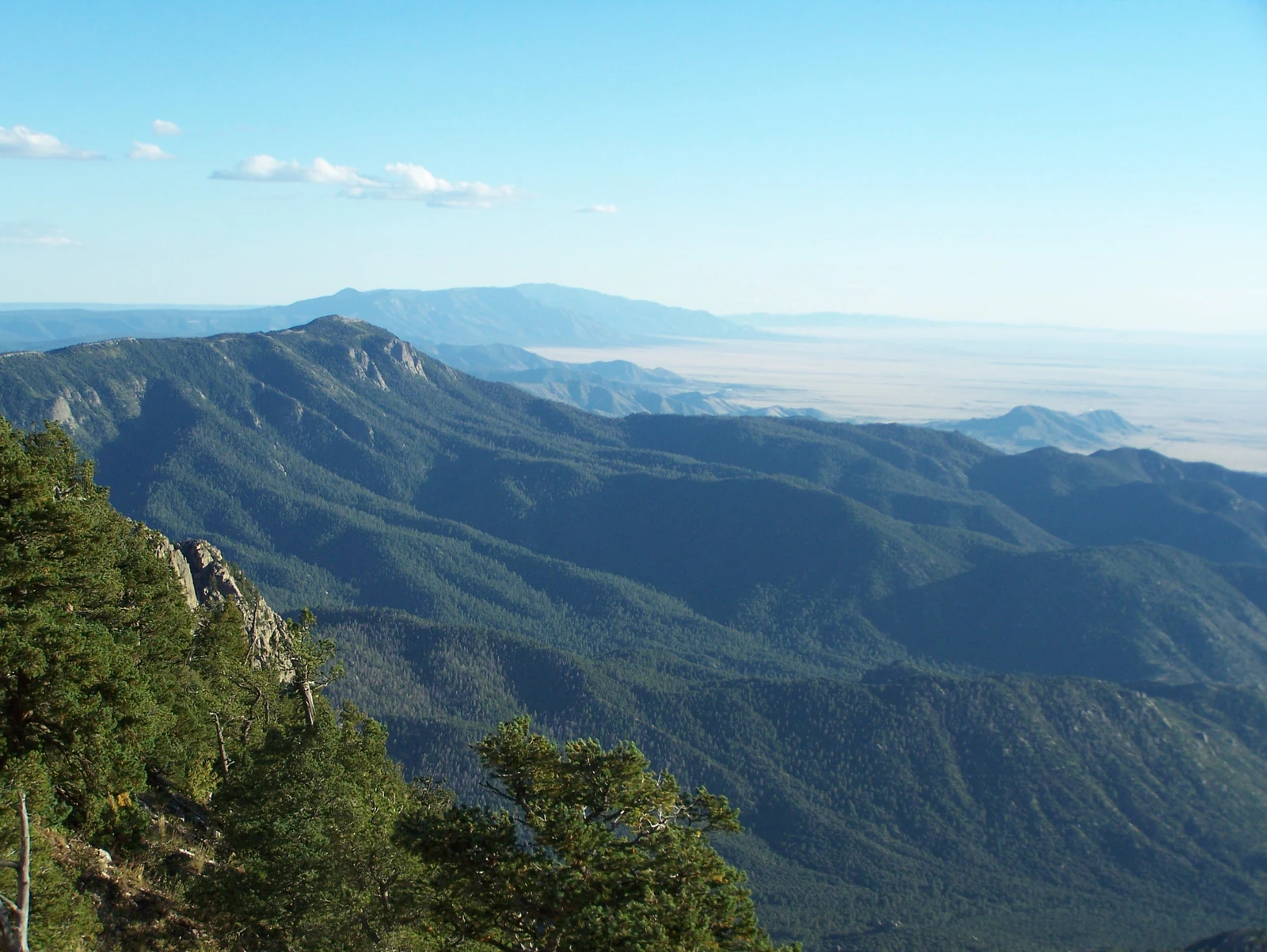 Looking south across the forested Manzano Mountains of New Mexico